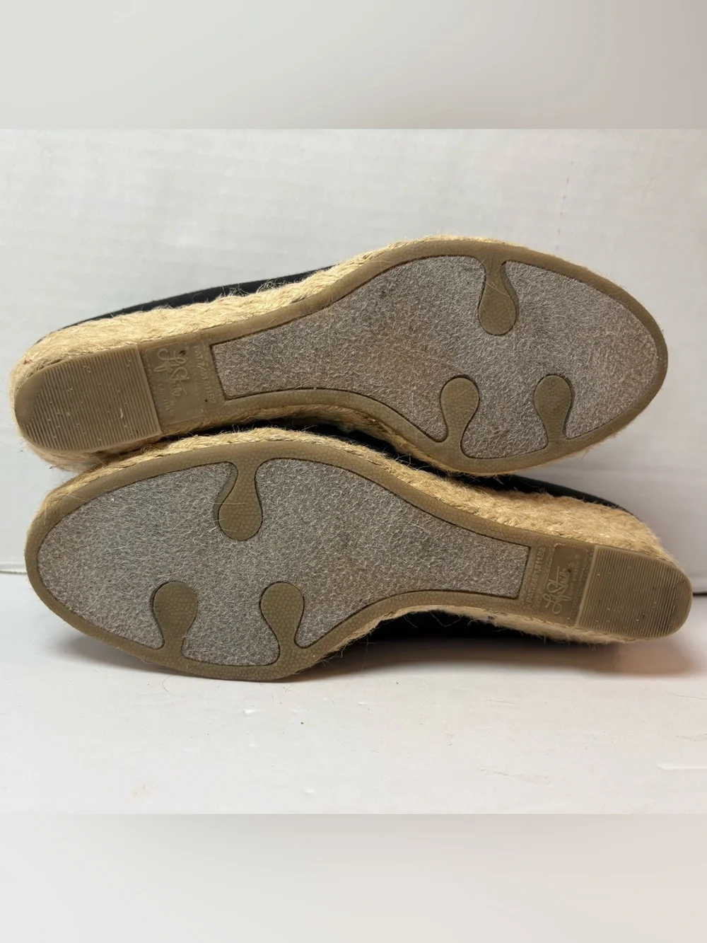 Life Stride Black Peep-Toe Espadrilles Wedge Heels Size 7